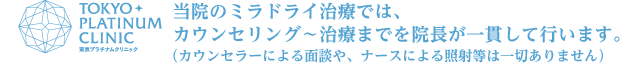 当院のミラドライ治療では、カウンセリング〜治療までを院長が一貫して行います。（カウンセラーによる面談や、ナースによる照射等